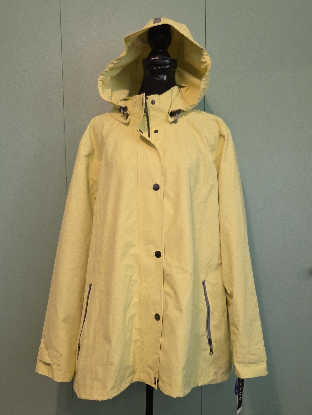 Nwt Nuage Green Yellow Hooded Women's Rain Jacket Windbreaker Size 2x